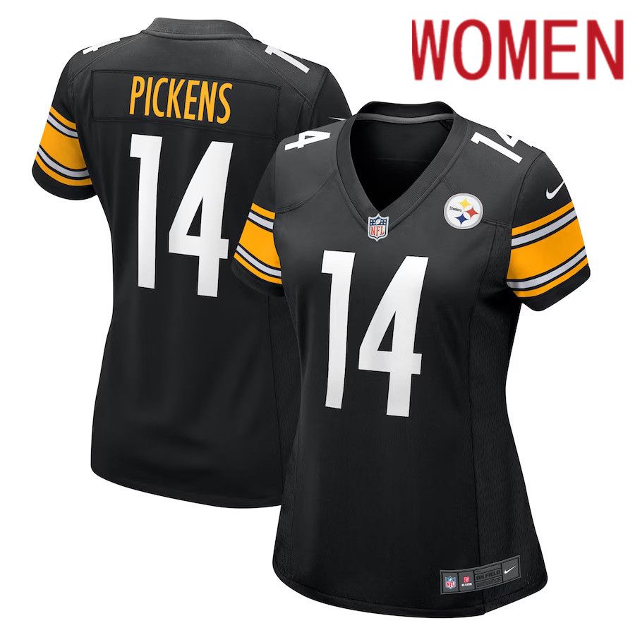 Women Pittsburgh Steelers 14 George Pickens Nike Black Game Player NFL Jersey